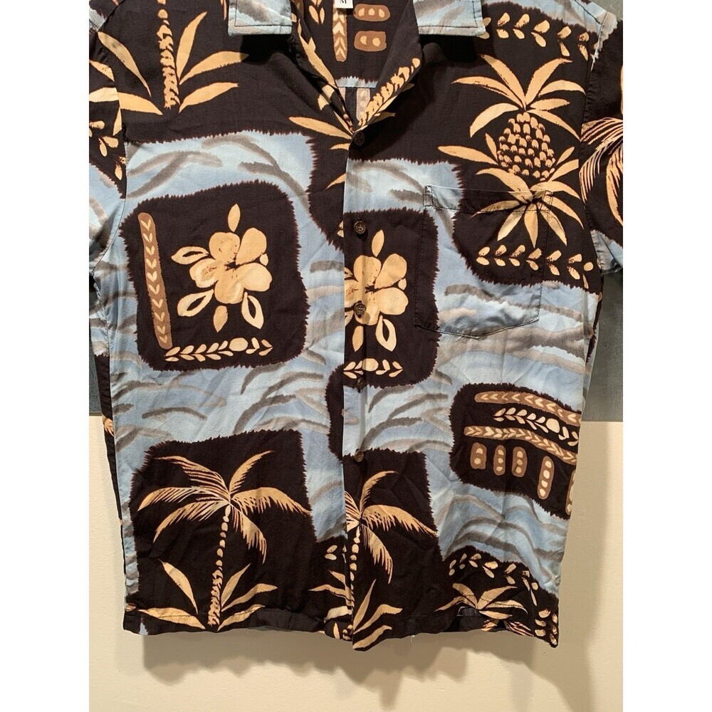 Vintage KALAHEO Hawaiian Tribal Floral Button Shirt Size M Made in Hawaii USA - Picture 10 of 15